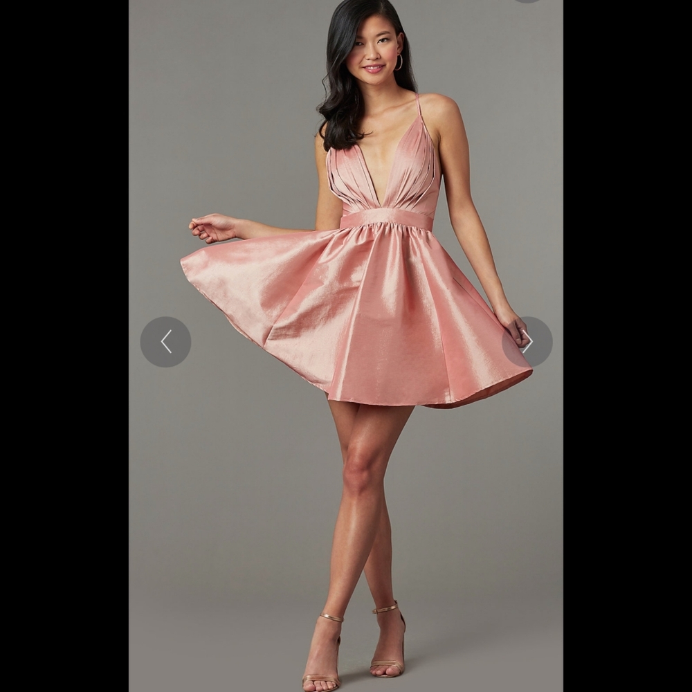 Luxxel Short Babydoll Style Vneck Dress Mauve Med